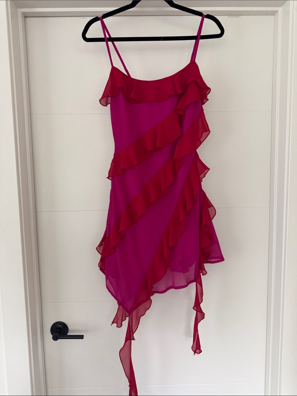 Lovers + Friends Fuchsia and Magenta Ruffle Mini Dress
